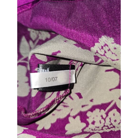 VTG Y2K Express Purple & White Floral Silk Blend Babydoll Dress XS - Picture 5 of 7